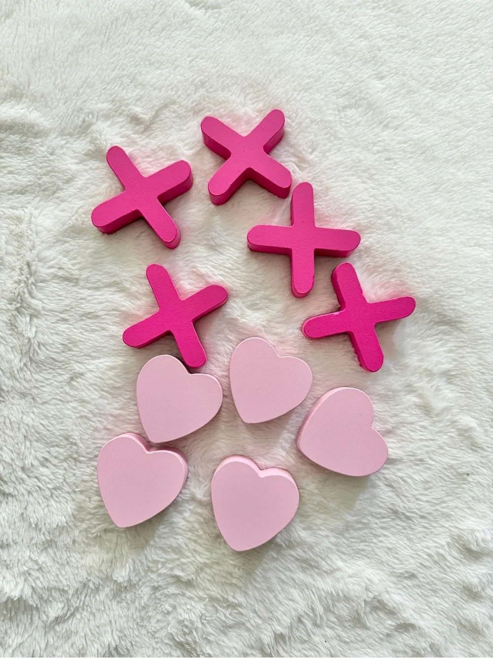 Valentine’s Day Tic Tac Toe Wooden Game Red Pink Hearts and X